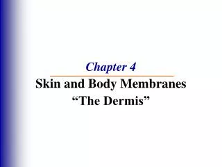 Chapter 4 Skin and Body Membranes “The Dermis”