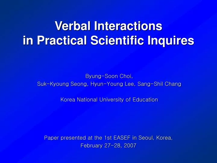 verbal interactions in practical scientific inquires