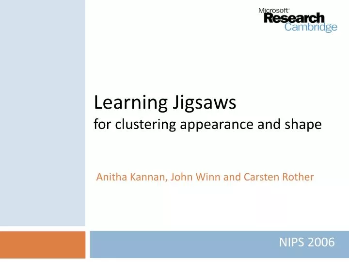 learning jigsaws for clustering appearance and shape
