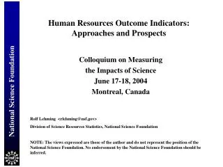 Human Resources Outcome Indicators: Approaches and Prospects