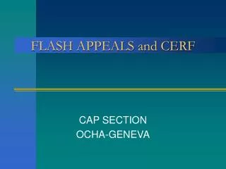 FLASH APPEALS and CERF