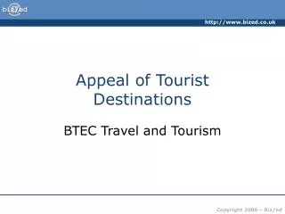 Appeal of Tourist Destinations