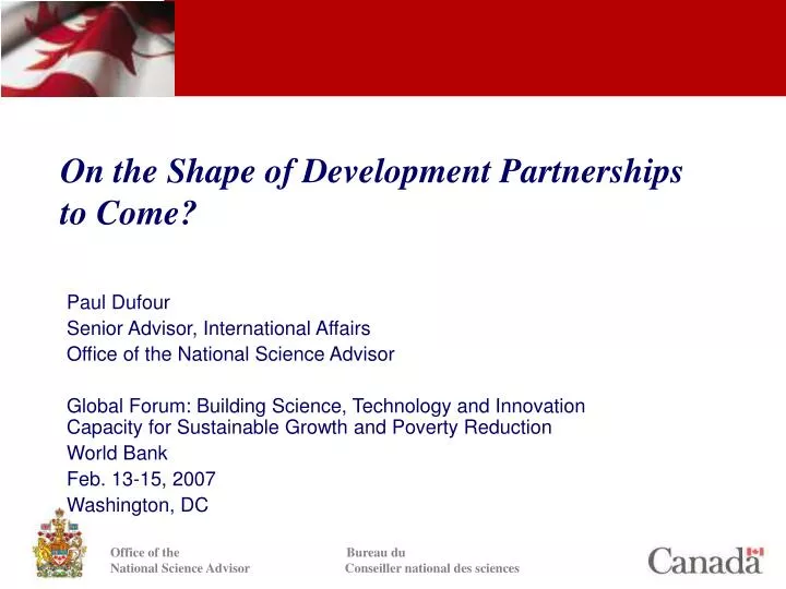 on the shape of development partnerships to come