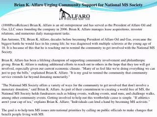 brian k. alfaro urging community support for national ms soc