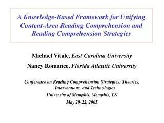 A Knowledge-Based Framework for Unifying Content-Area Reading Comprehension and Reading Comprehension Strategies