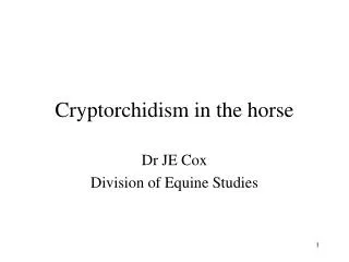 Cryptorchidism in the horse