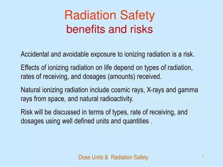 radiation safety benefits and risks