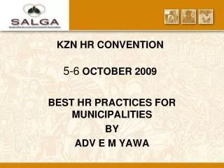KZN HR CONVENTION 5-6 OCTOBER 2009