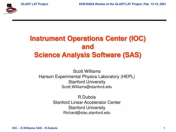 instrument operations center ioc and science analysis software sas