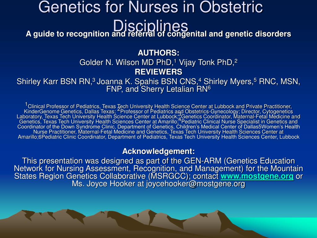 PPT - Genetics for Nurses in Obstetric Disciplines PowerPoint ...