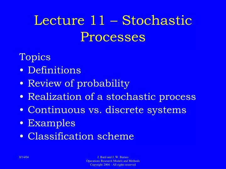 lecture 11 stochastic processes
