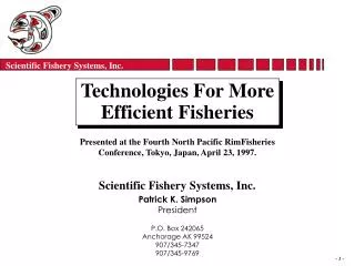 Technologies For More Efficient Fisheries