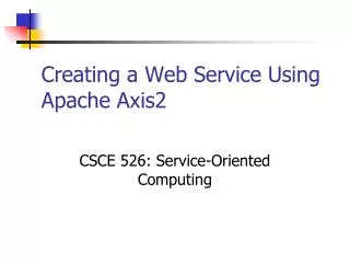 Creating a Web Service Using Apache Axis2