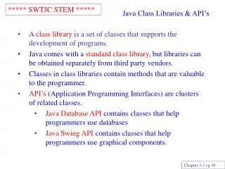 Java Class Libraries &amp; API’s