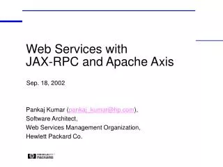 Web Services with JAX-RPC and Apache Axis