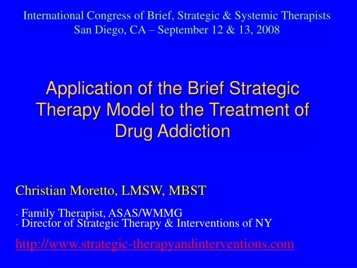 application of the brief strategic therapy model to the treatment of drug addiction