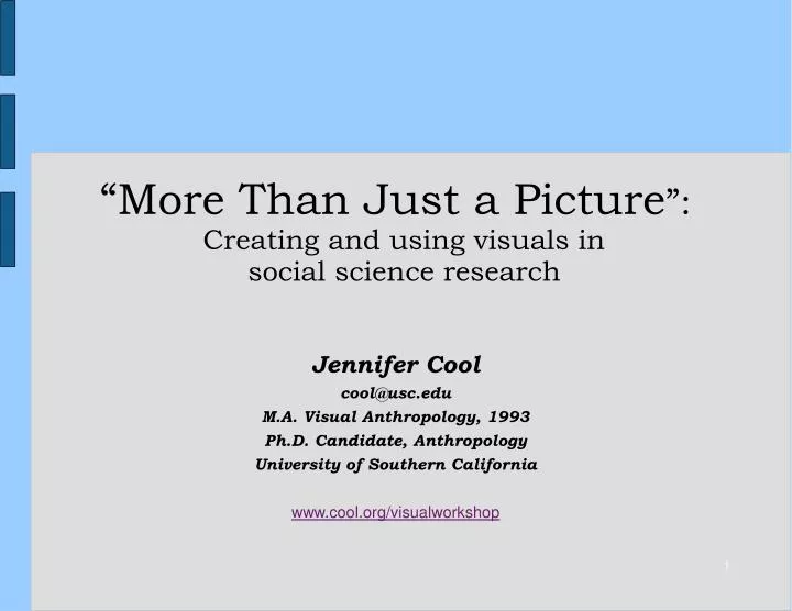 more than just a picture creating and using visuals in social science research
