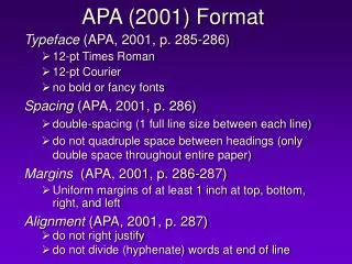 APA (2001) Format