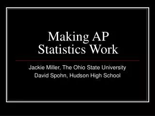 Making AP Statistics Work