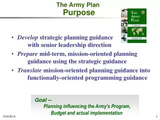 The Army Plan Purpose
