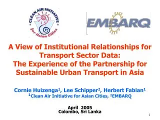 A View of Institutional Relationships for Transport Sector Data: The Experience of the Partnership for Sustainable Urba