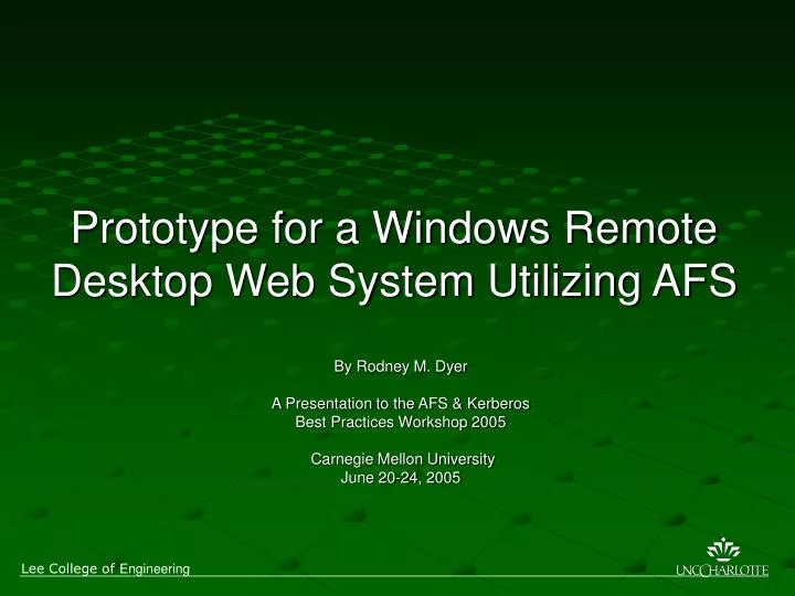prototype for a windows remote desktop web system utilizing afs