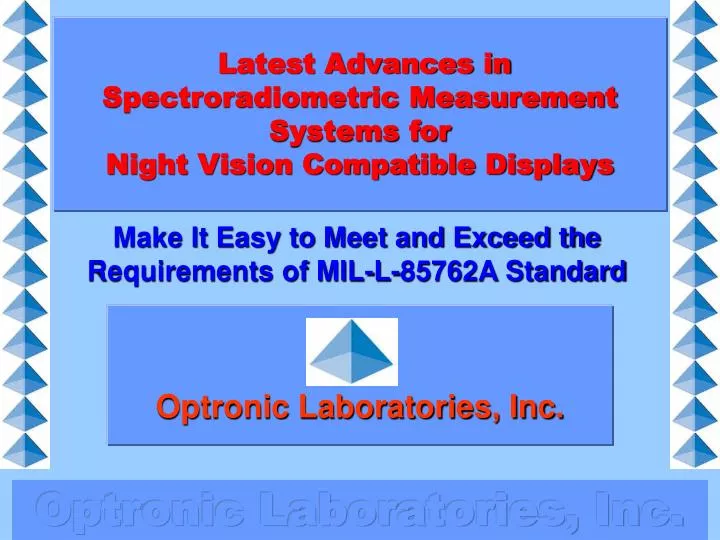 latest advances in spectroradiometric measurement systems for night vision compatible displays