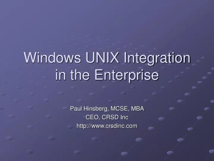 windows unix integration in the enterprise