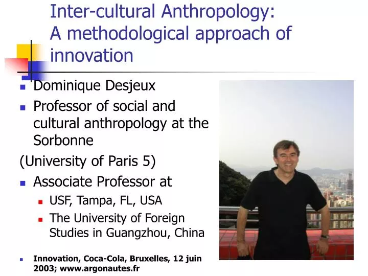 inter cultural anthropology a methodological approach of innovation