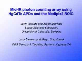 Mid-IR photon counting array using HgCdTe APDs and the Medipix2 ROIC