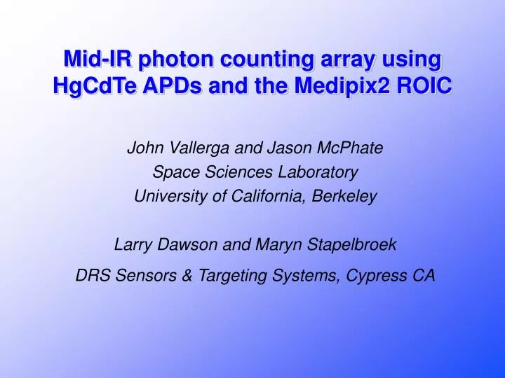 mid ir photon counting array using hgcdte apds and the medipix2 roic