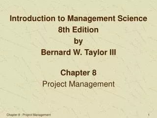 Chapter 8 Project Management