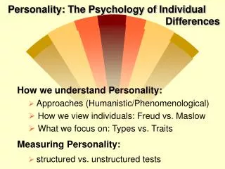 Personality: The Psychology of Individual 								Differences