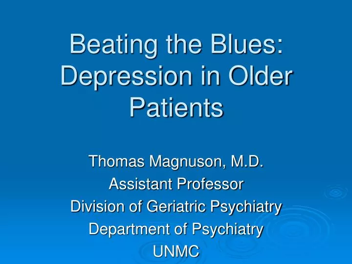 beating the blues depression in older patients