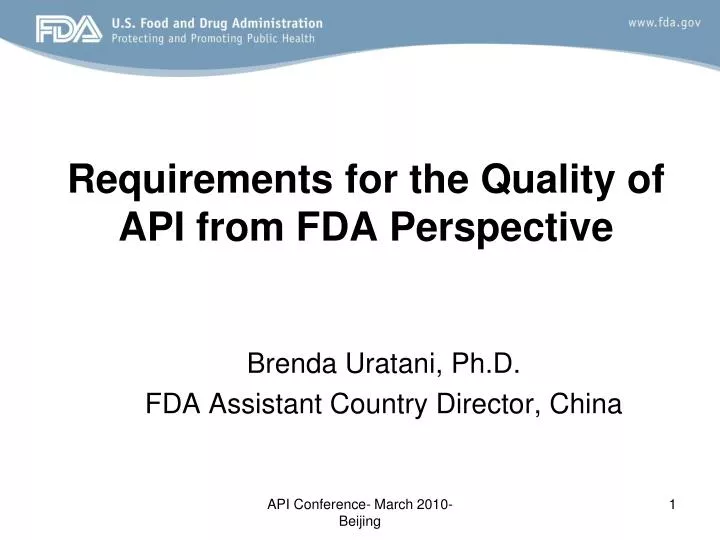 requirements for the quality of api from fda perspective