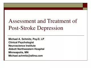 Assessment and Treatment of Post-Stroke Depression