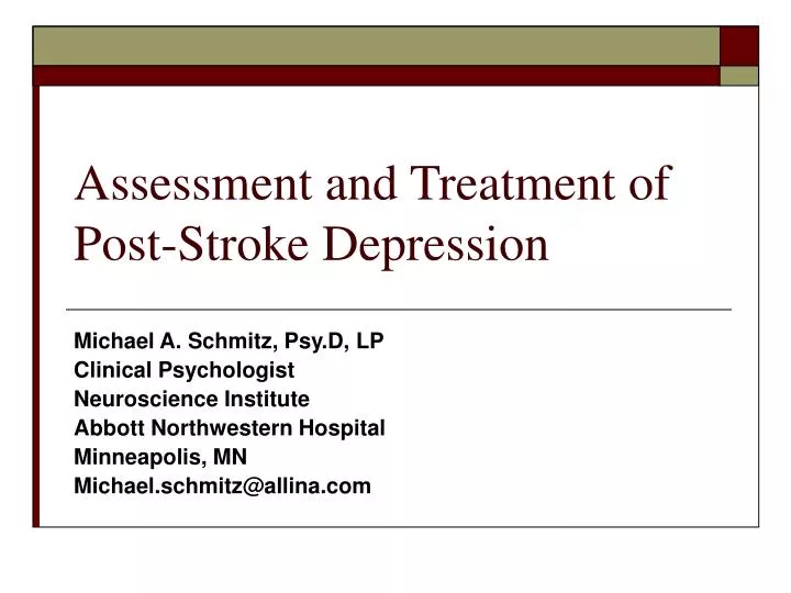 assessment and treatment of post stroke depression
