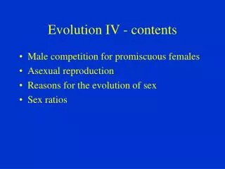 Evolution IV - contents
