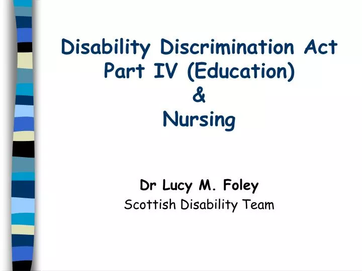 disability discrimination act part iv education nursing