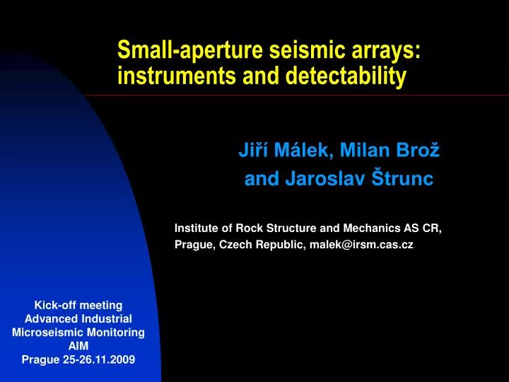 small aperture seismic arrays instruments and detectability