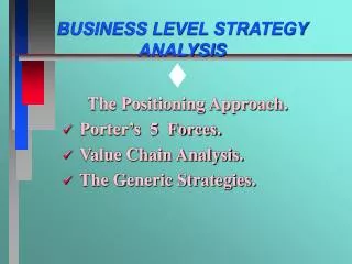 BUSINESS LEVEL STRATEGY ANALYSIS