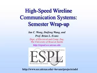 High-Speed Wireline Communication Systems: Semester Wrap-up