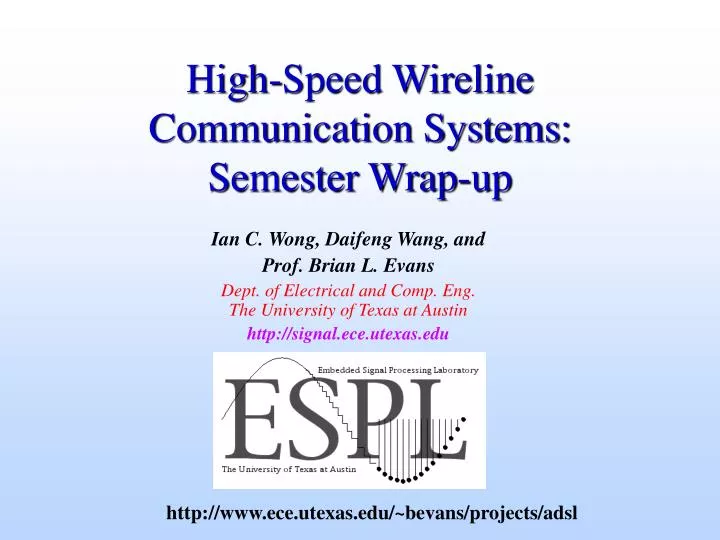 high speed wireline communication systems semester wrap up