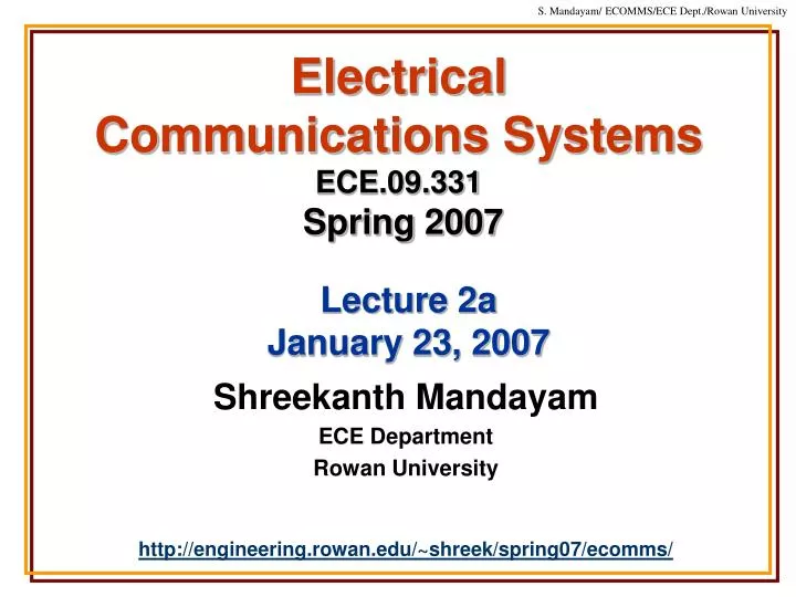 electrical communications systems ece 09 331 spring 2007