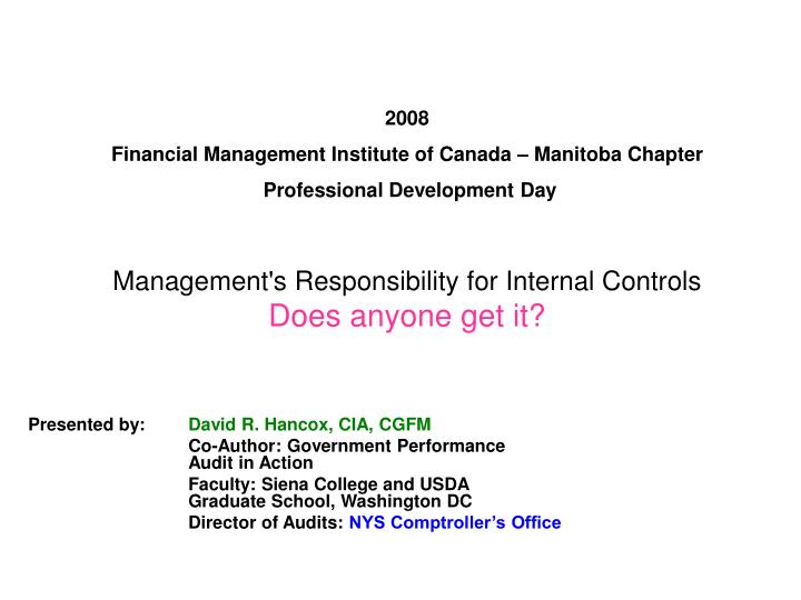 2008 financial management institute of canada manitoba chapter professional development day