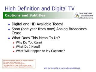 High Definition and Digital TV