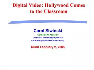 Digital Video: Hollywood Comes to the Classroom