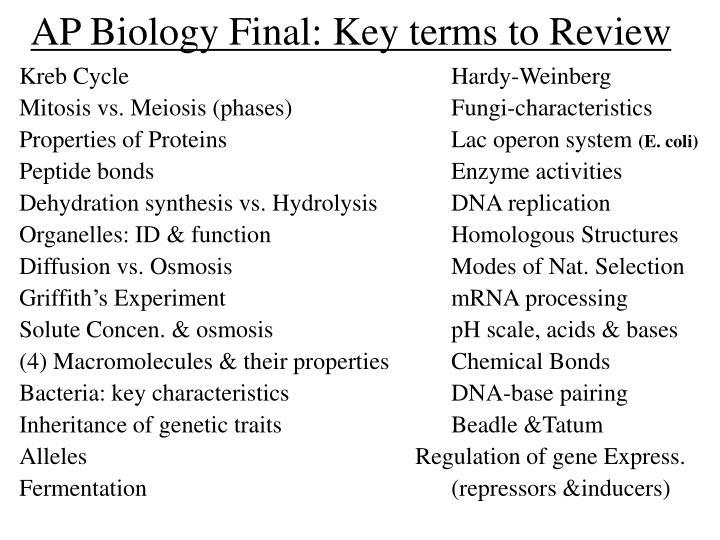 ap biology final key terms to review
