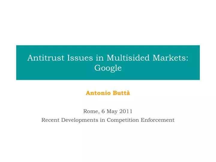 antitrust issues in multisided markets google