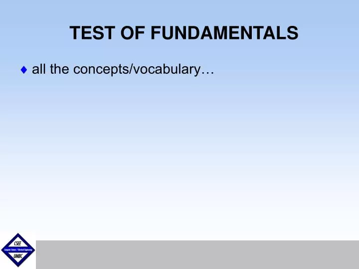 test of fundamentals